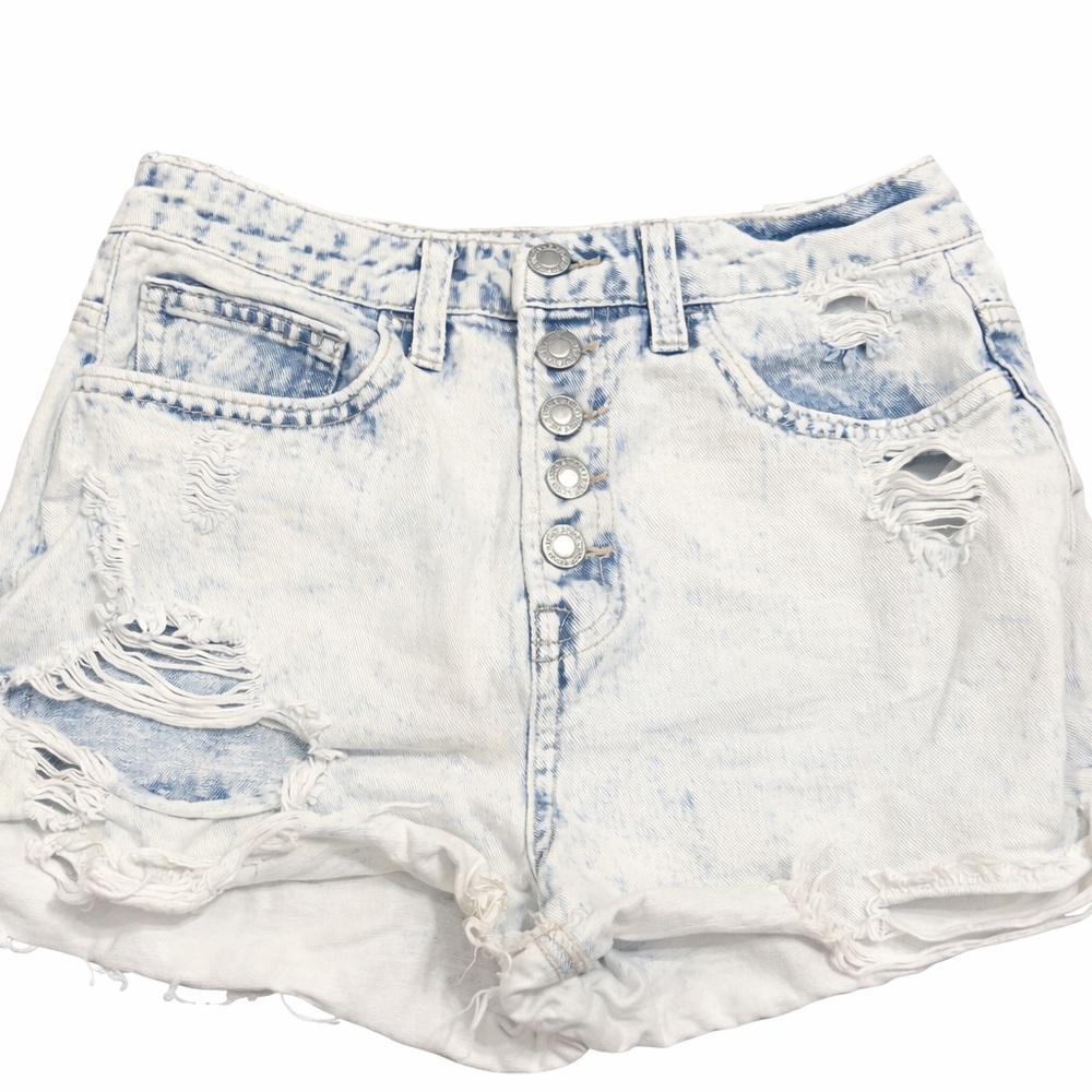 Light Blue Distressed Jean Shorts